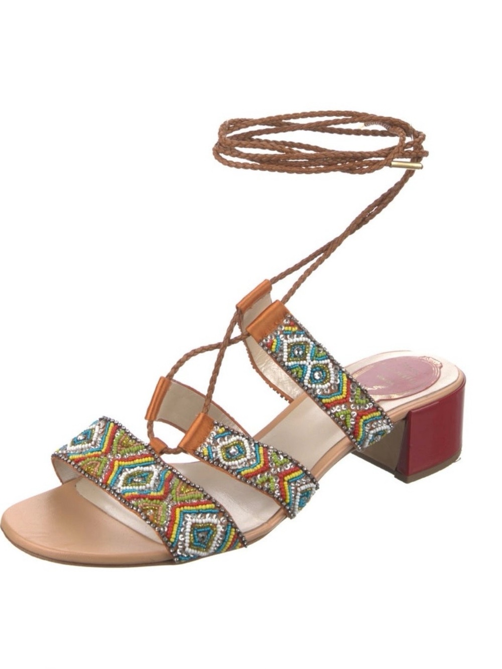 Rene Caovilla gladiator style embellished block heel